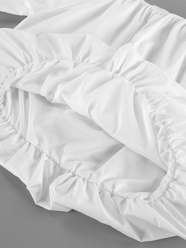 Blouse For Women White Off-The-Shoulder Elegant Long Sleeves Cotton Tops