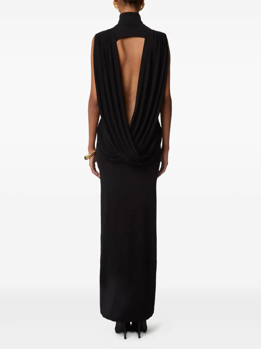 Party Dress Maxi Bronze High Collar Sleeveless Slim Fit Bodycon Sexy Semi Formal Dress