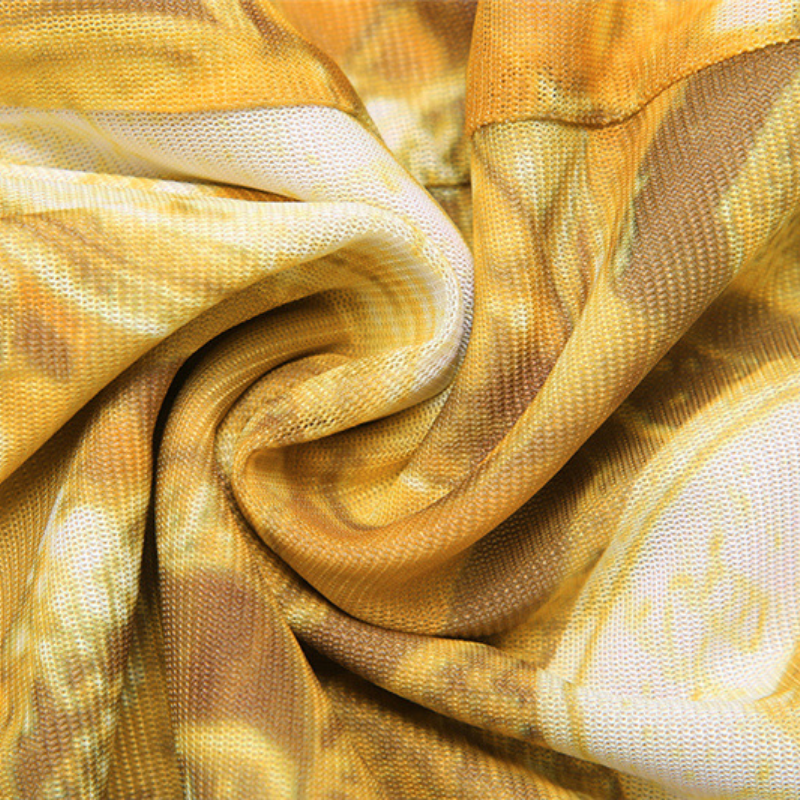 Ruffle v neck slit print cami maxi dress