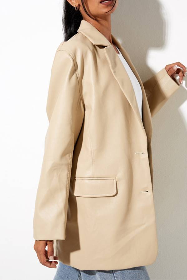 Bershka Oversized Faux Leather Blazer