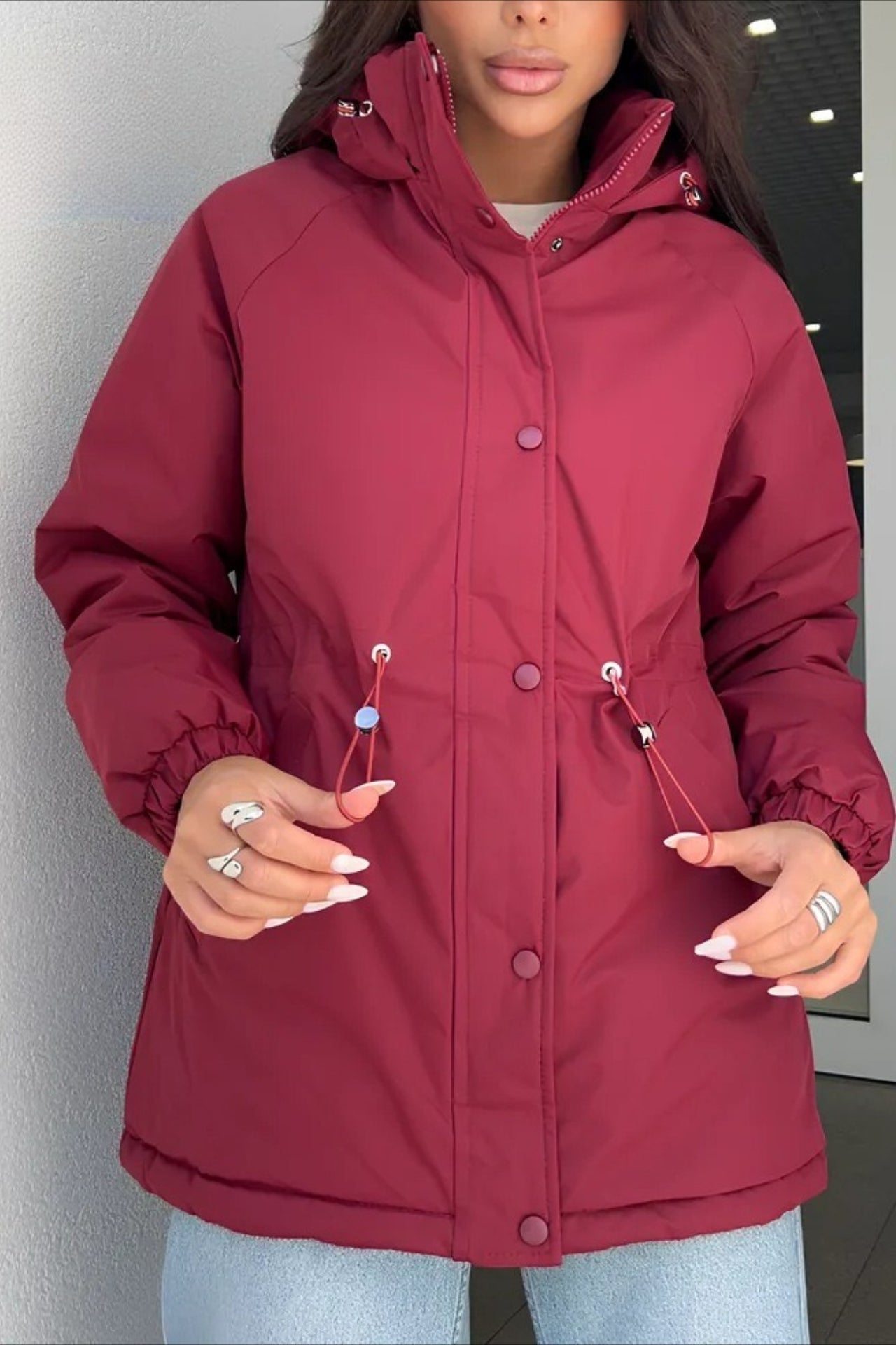 Drawstring Waist Leisure Outdoor Sports Mountaineering Jacket
