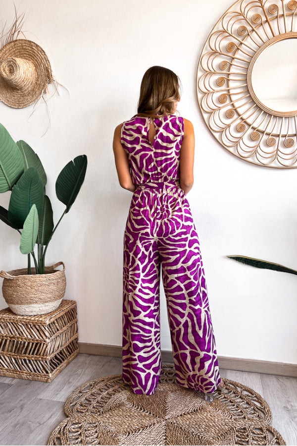 Summer Suit Swirl Print Sleeveless Jumpsuit