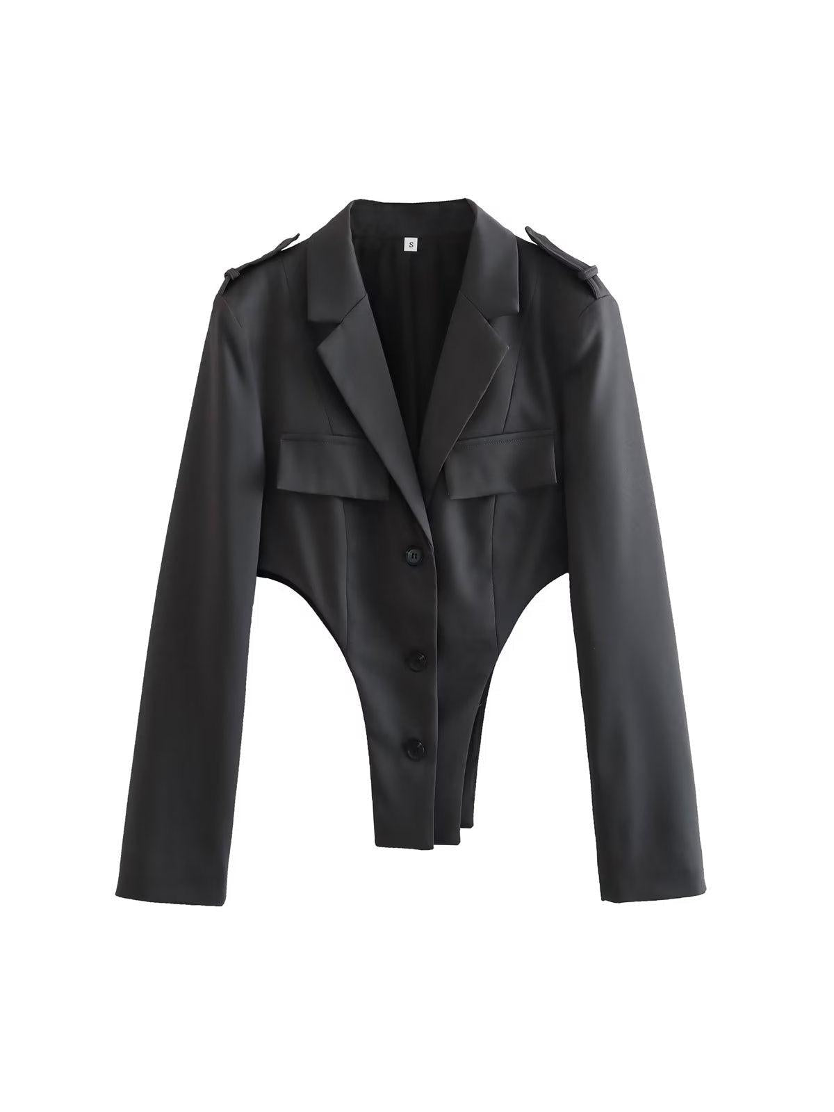 Bodysuit Style Blazer & Wide Leg Pants Coord Set