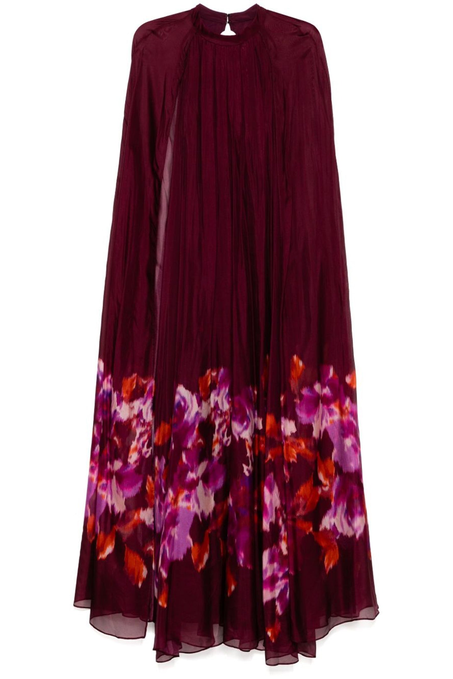 Sabrina Floral Printed Cape Sleeve Maxi Dress