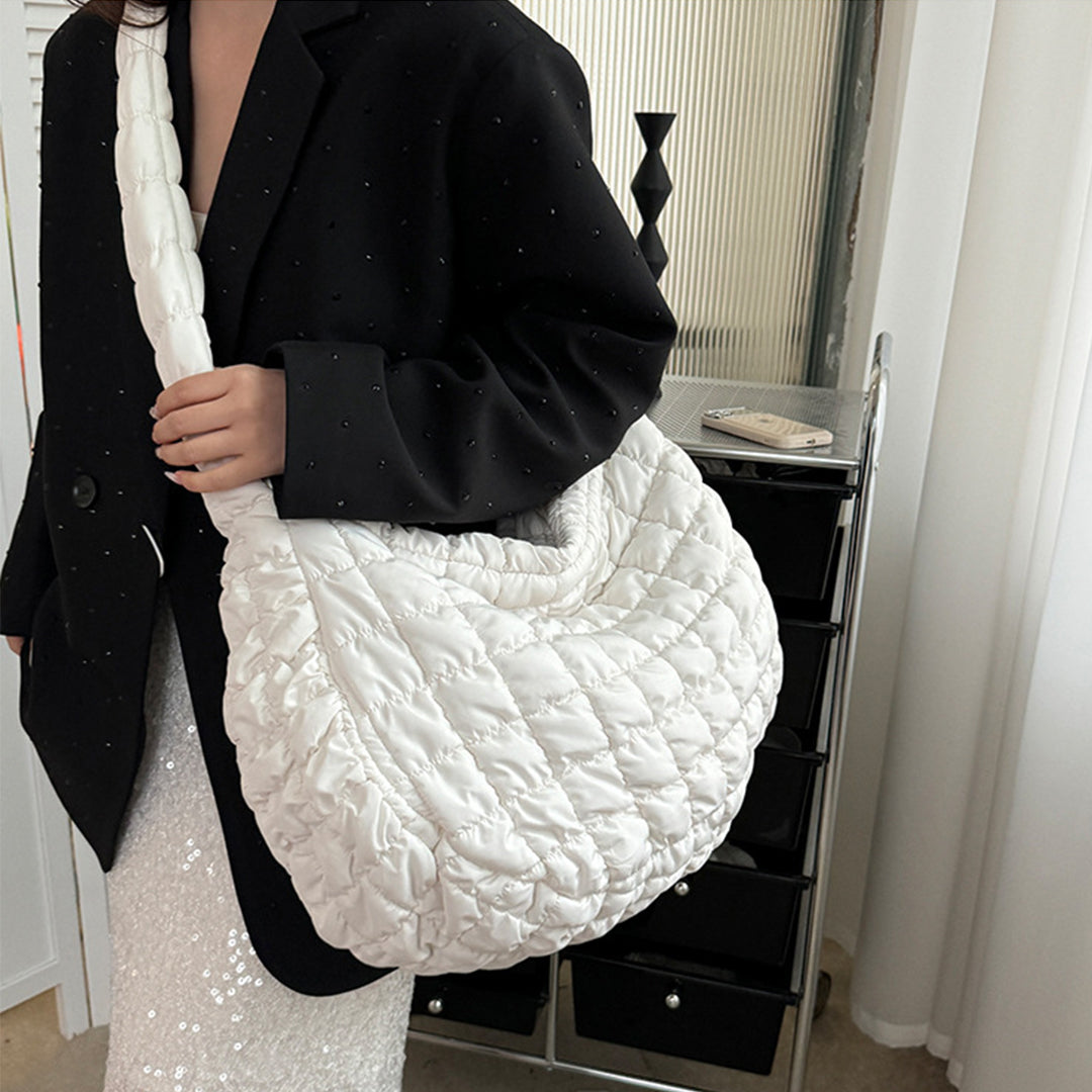 Lightweight Quilted Grid Puffer Tote Bag