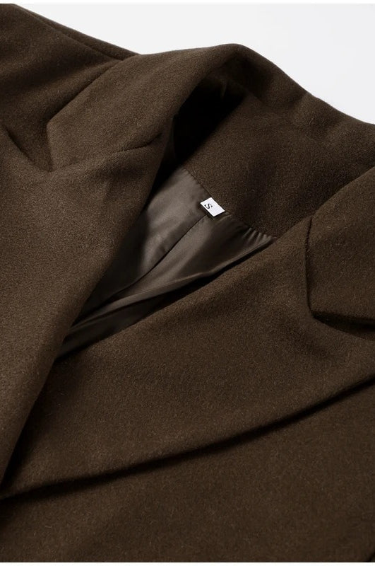 Elegant Casual Solid Color Double-Breasted Long Overcoat