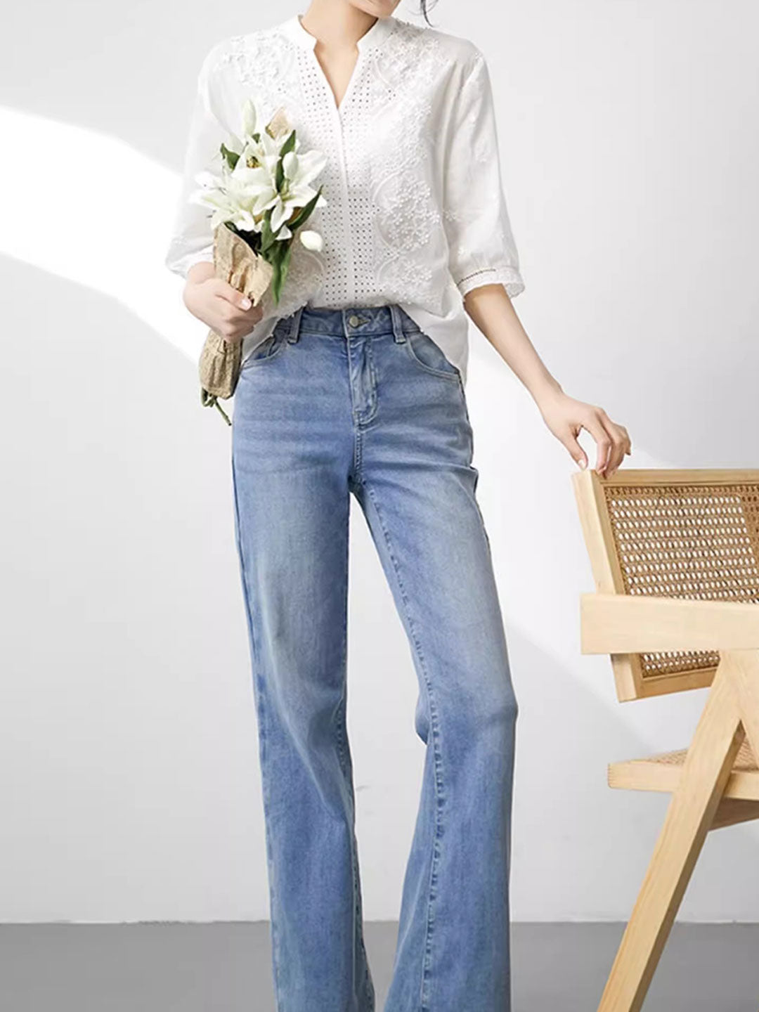 Alexa Embroidered Jacquard Lace Shirt