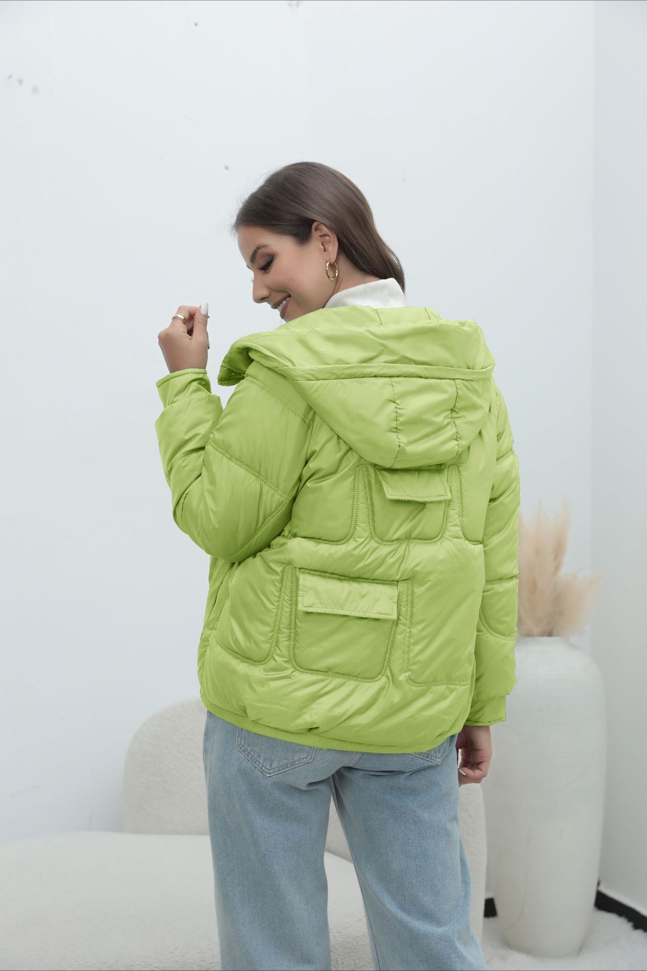 Bright Color Stand Collar Puffer Coat