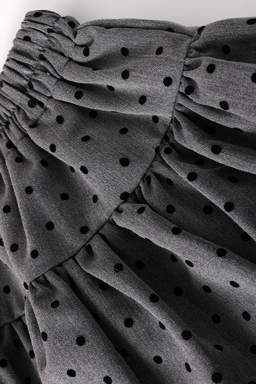 Polka Dot Black Belted Tulle Mini Skirt