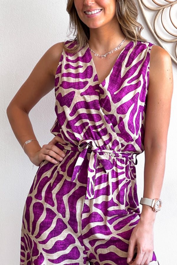 Summer Suit Swirl Print Sleeveless Jumpsuit