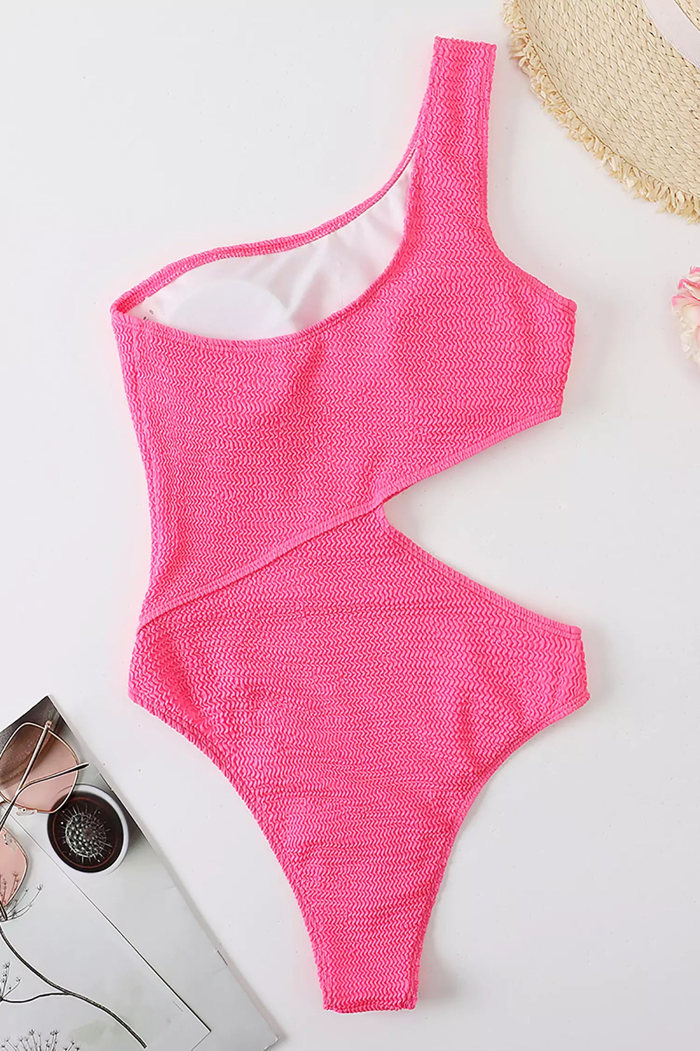Amaris Pink One Shoulder Cut Our Swimwear