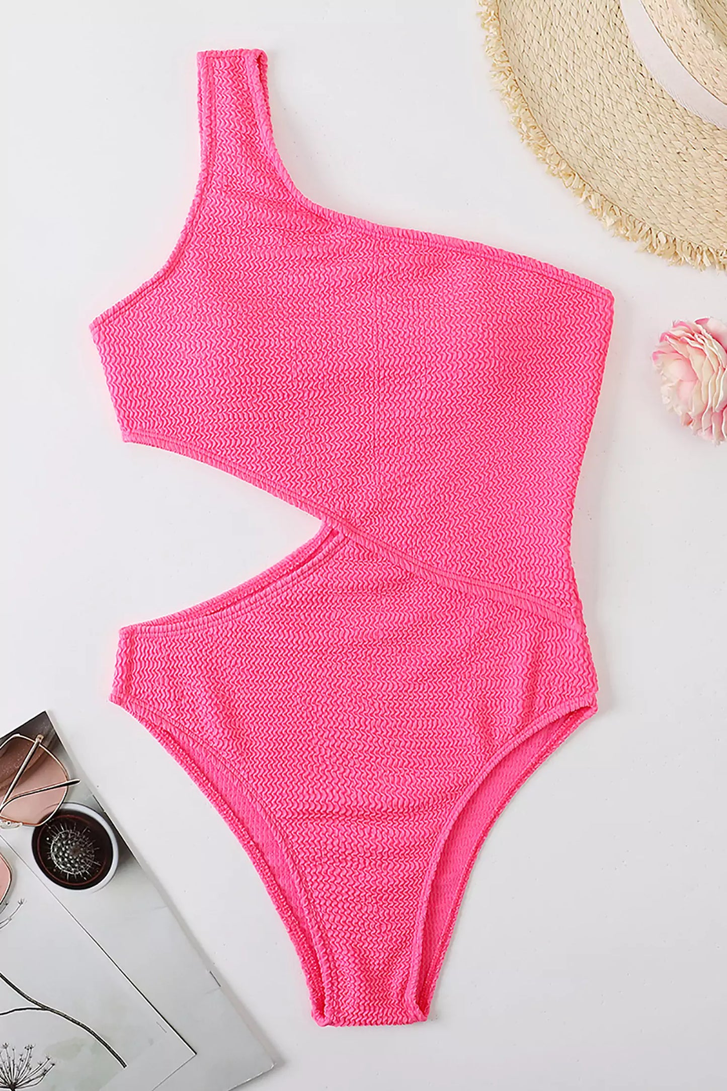 Amaris Pink One Shoulder Cut Our Swimwear