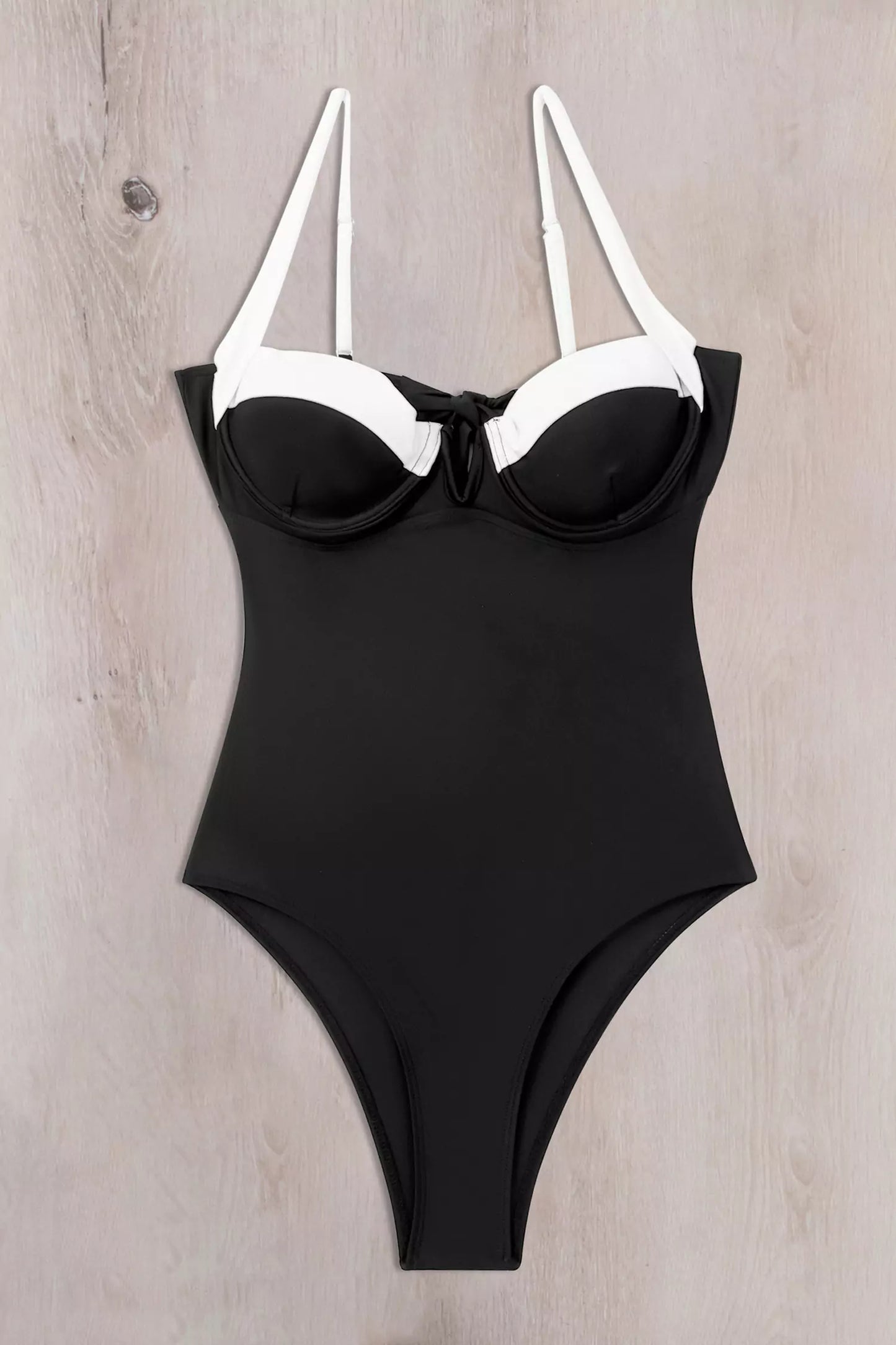Soleil Black Steel Bra One Piece Swimwear