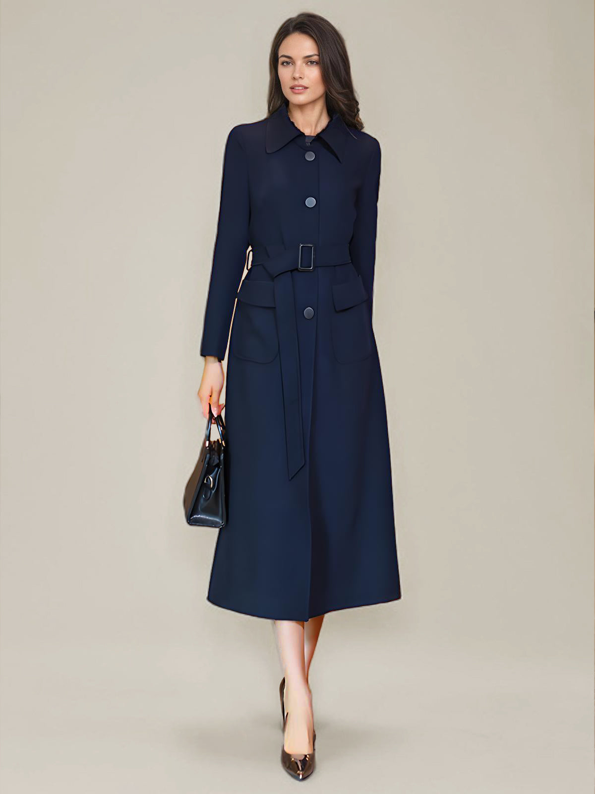 Women's Trench Coat Fashion Polyester Turndown Collar Sash Long Sleeves
