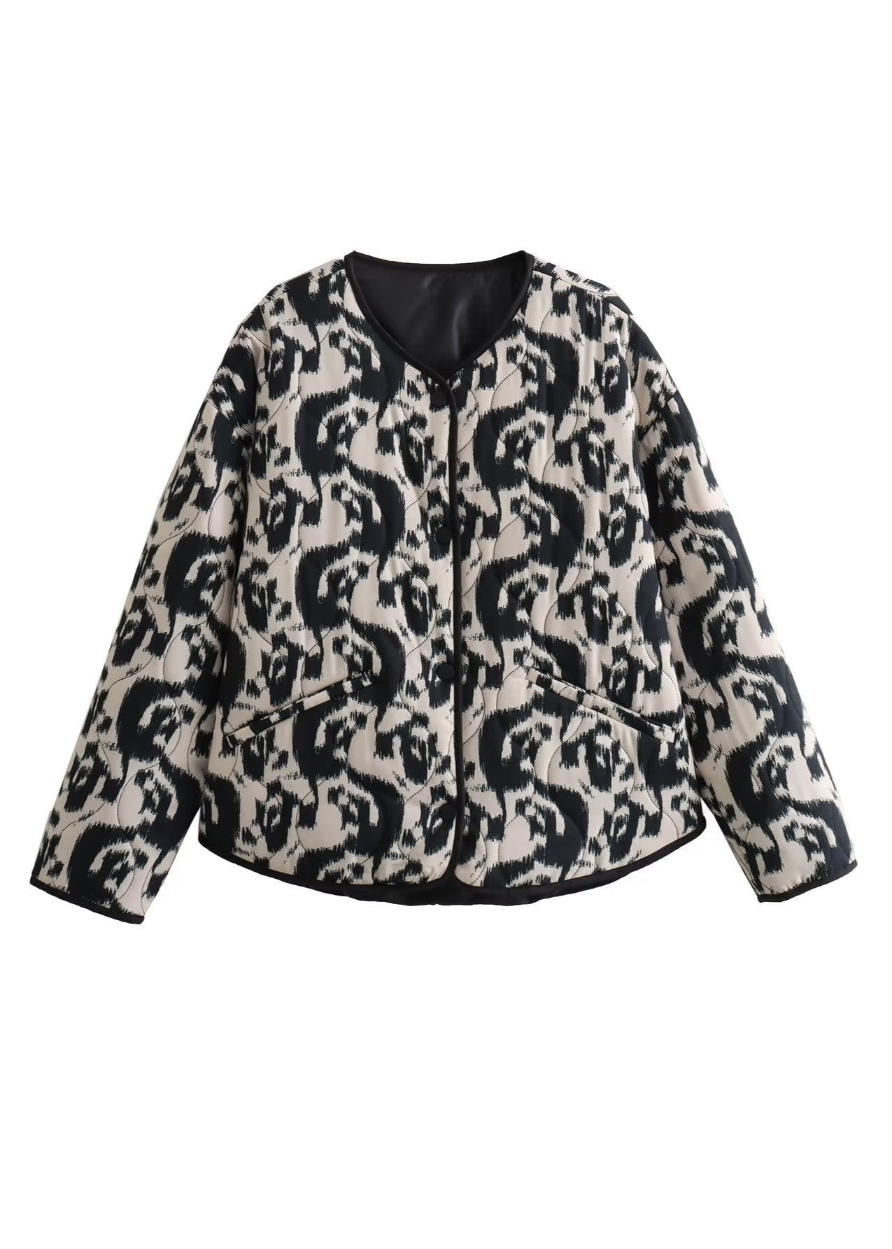 Modern French-Style Printed Cotton Jacket