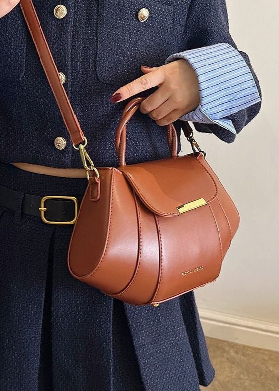 Structured Mocha Mini Bag – Gold Hardware Crossbody