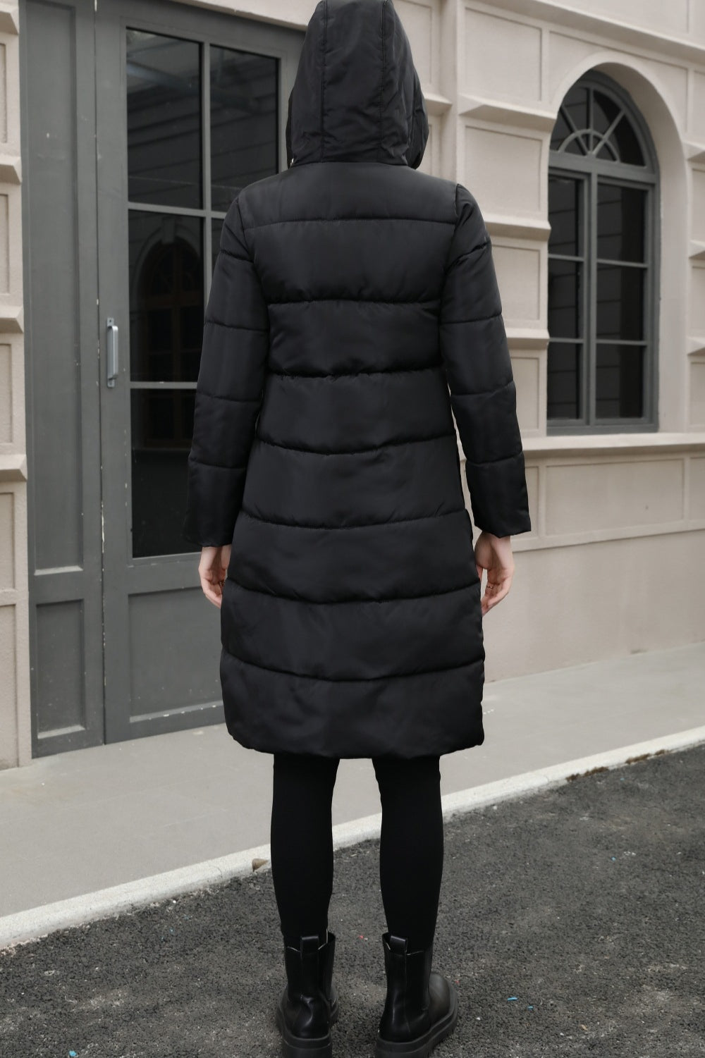 Plus Size Hooded Longline Puffer Coat