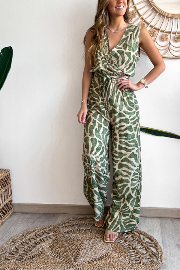Summer Suit Swirl Print Sleeveless Jumpsuit