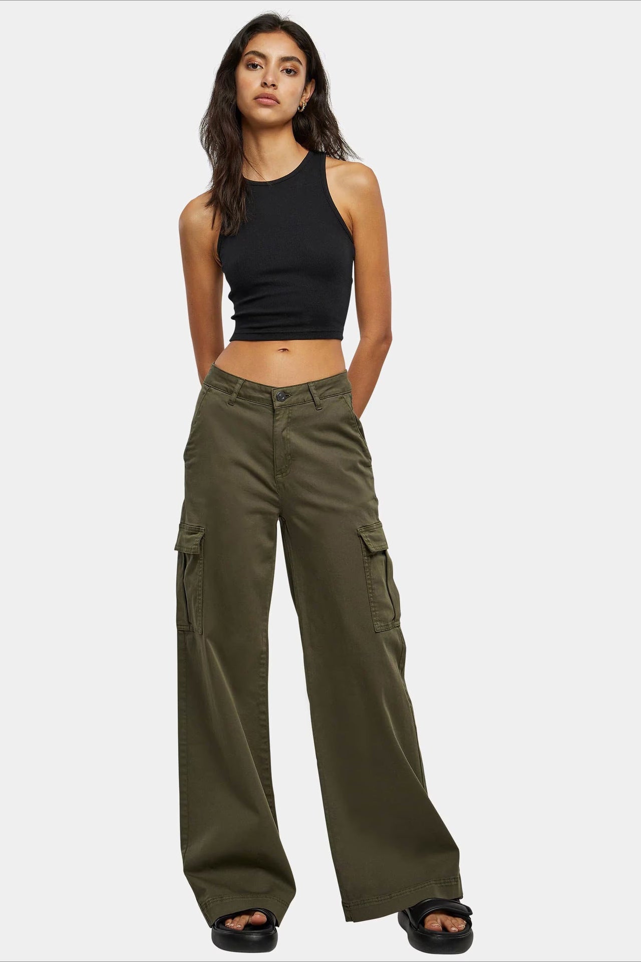 High Waist Drawstring Pocket Cargo Pant