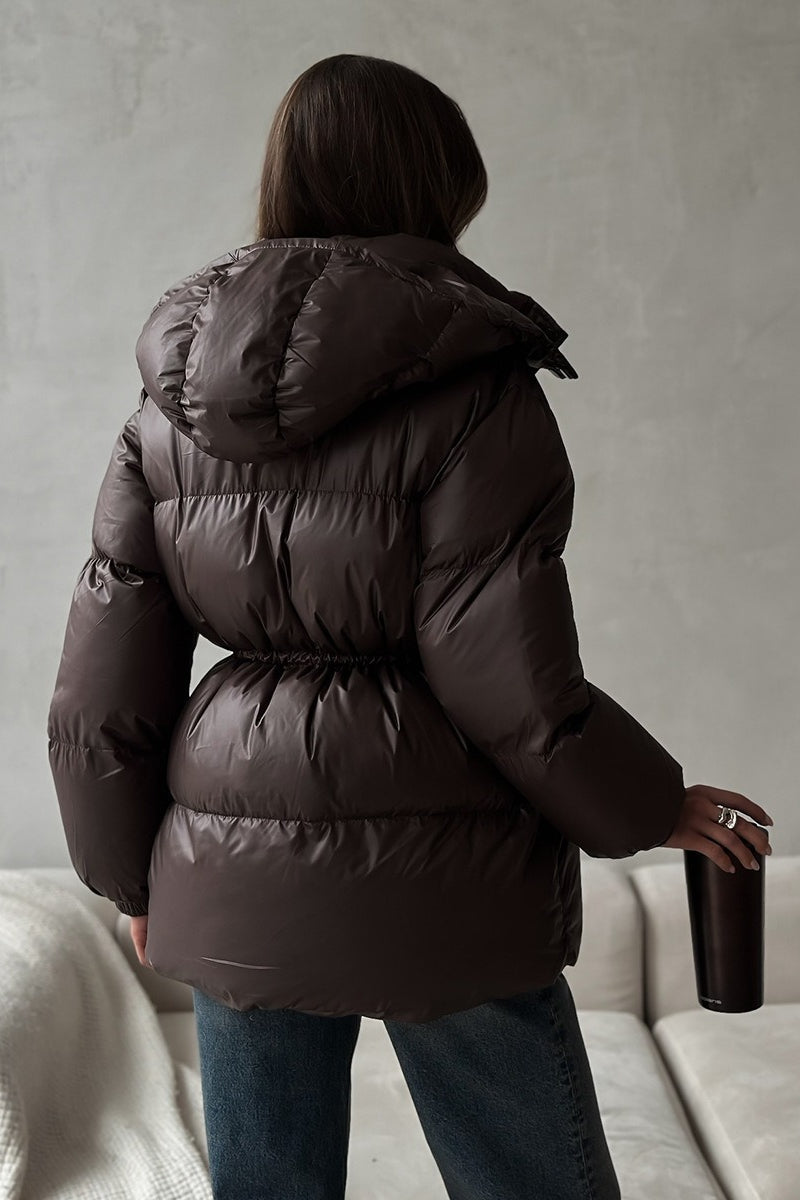 Adjustable Drawstring Hooded Puffer Jacket