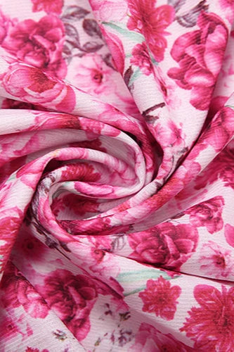 Floral Print One-Shoulder Ruffle High-Low Slit Midi Dress