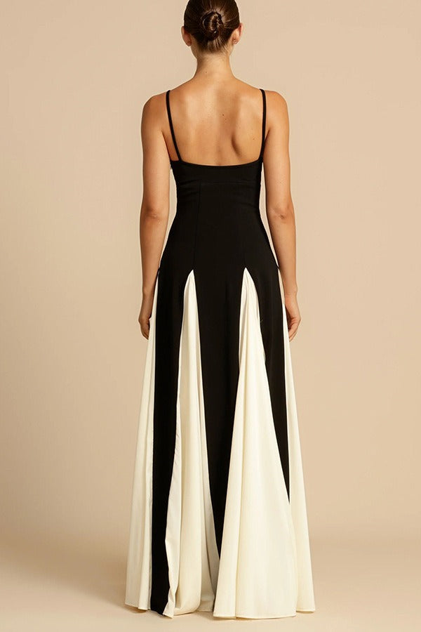 Chic Elegant Sexy Slim Colorblock Camisole Formal Dress