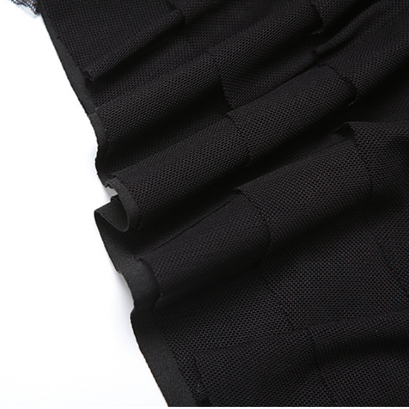 Irregular ruffle A line ruched mesh mini skirt