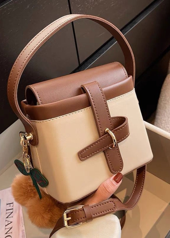 Sienna Buckle Mini Crossbody – Two-Tone PU Leather Shoulder Bag