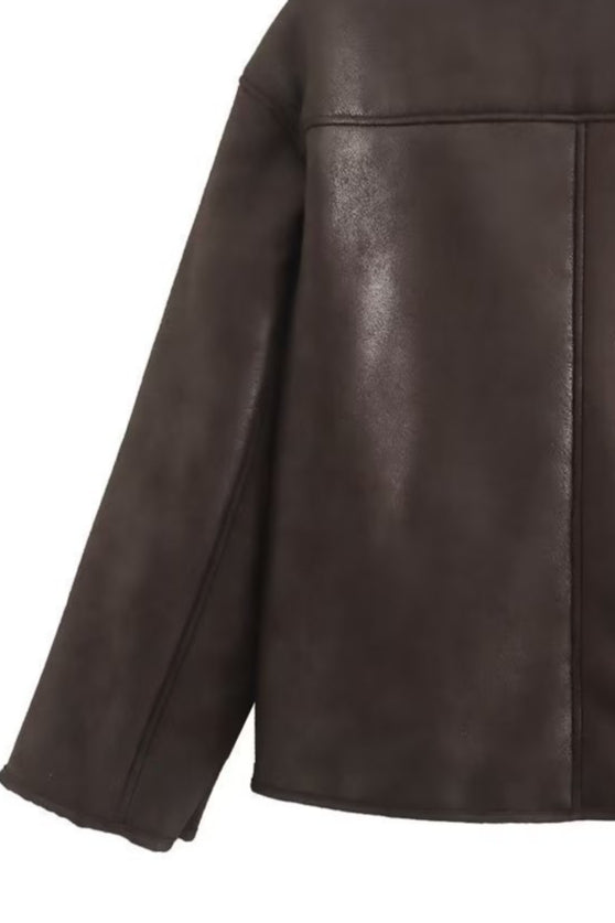 Faux Shearling Lined Loose Jacket