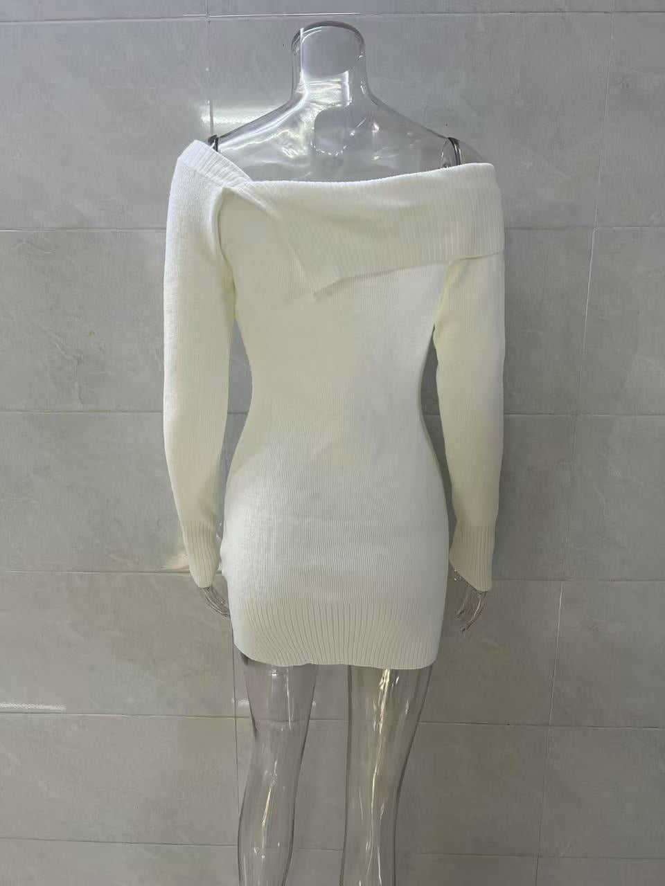 Off Shoulder Knit Mini Dress For Women 2026