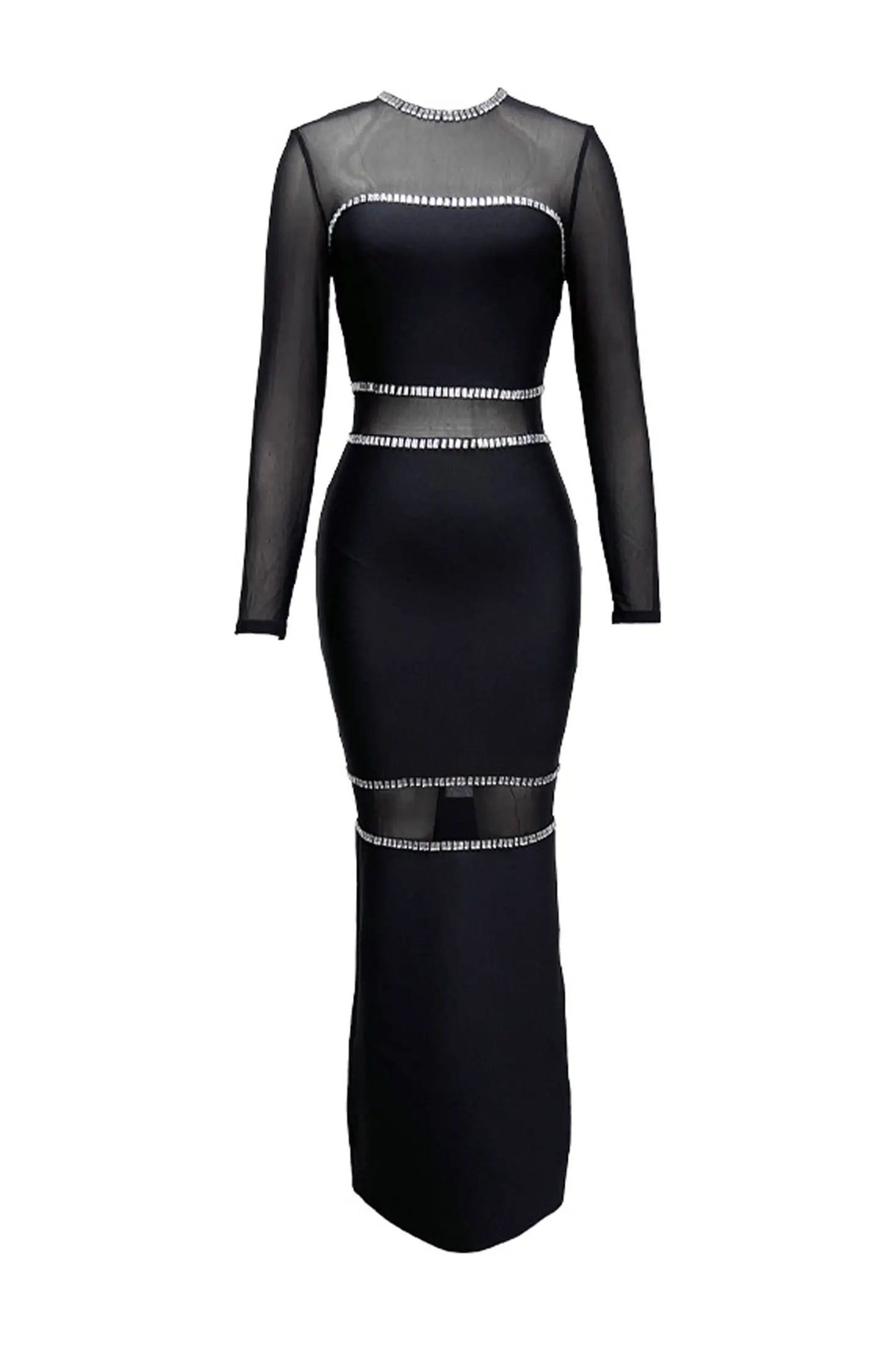 Boyle Black Mesh Bandage Dress