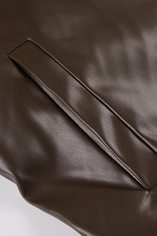 Fur Collar Leather Spliced Jacket