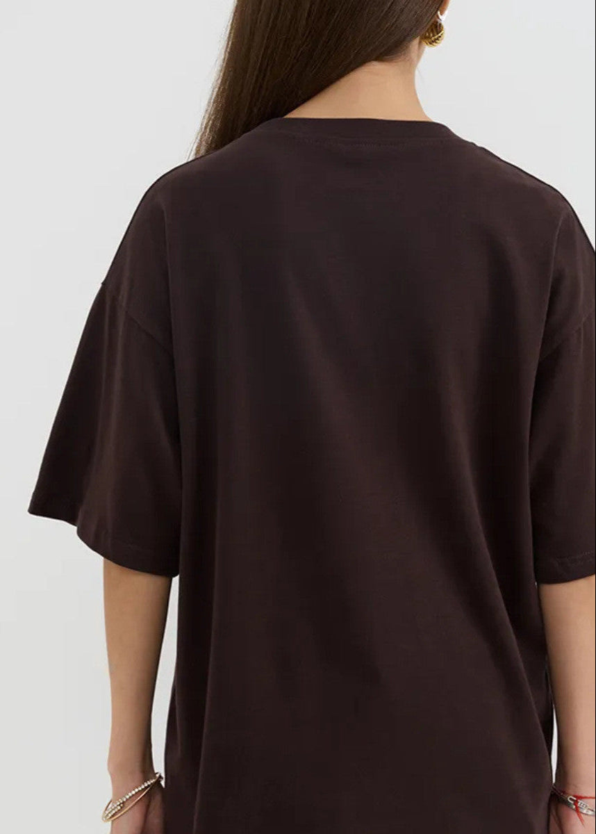 ChocoToast - Graphic Oversized Tee in Cocoa Brown