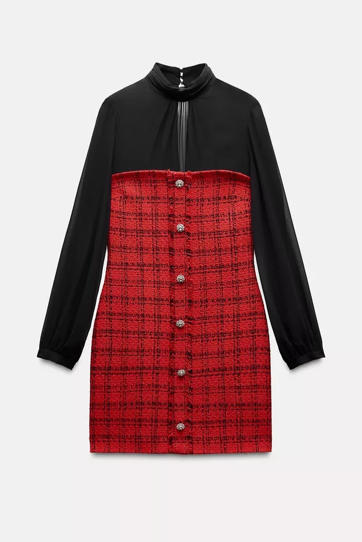 Janice Balloon Sleeve Spliced Mini Dress