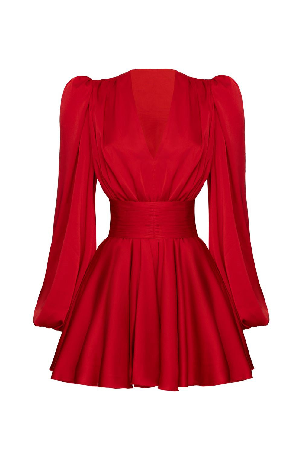 Janice V-neck Puff Sleeve Mini Dress