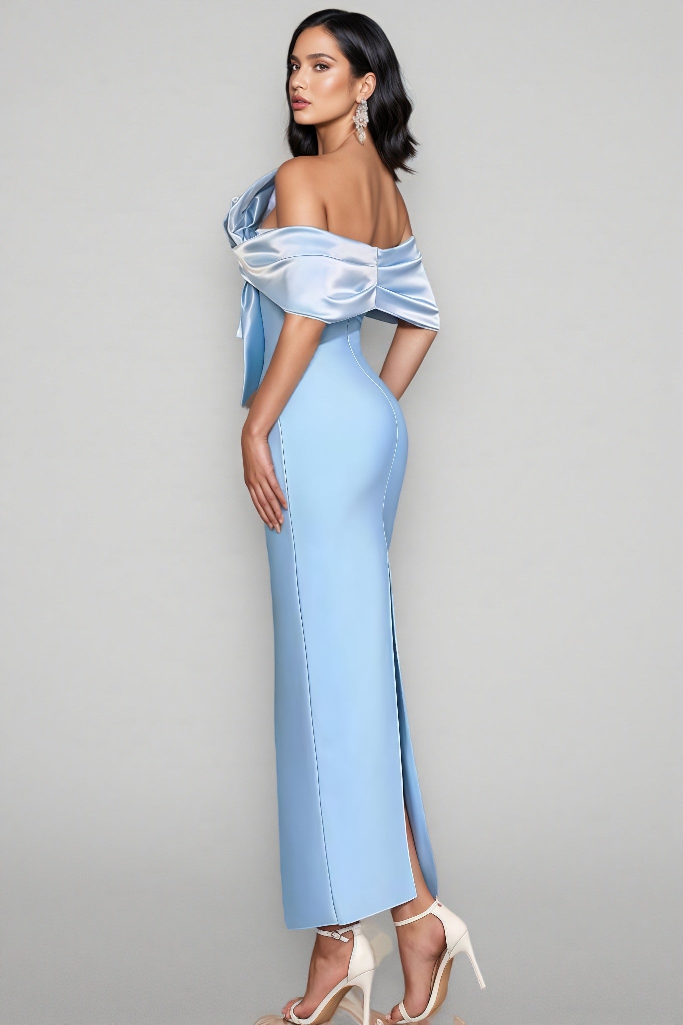 Esmed Blue Bow Split Maxi Dress
