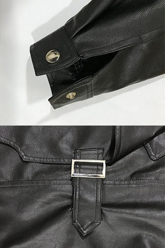 PU Leather Long Sleeve Jacket