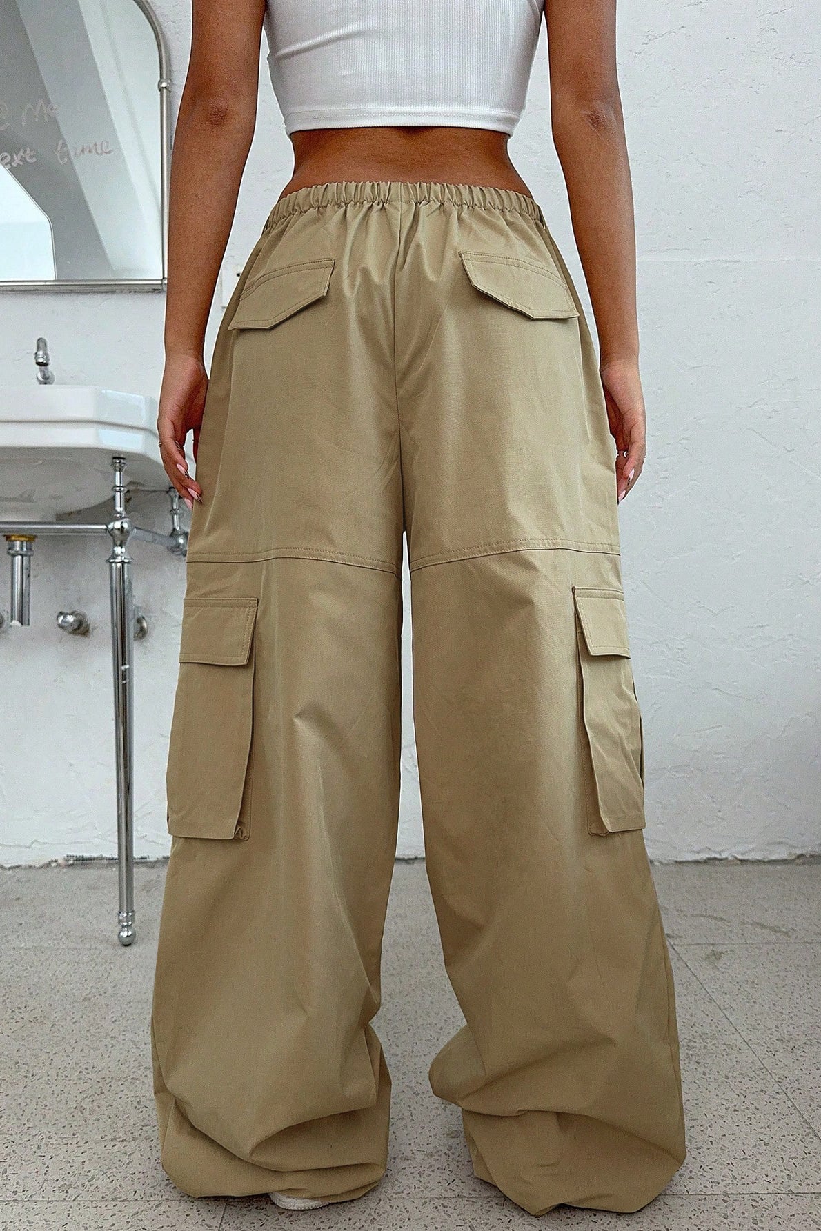 American Style Elastic Waist Utility Cargo Pant