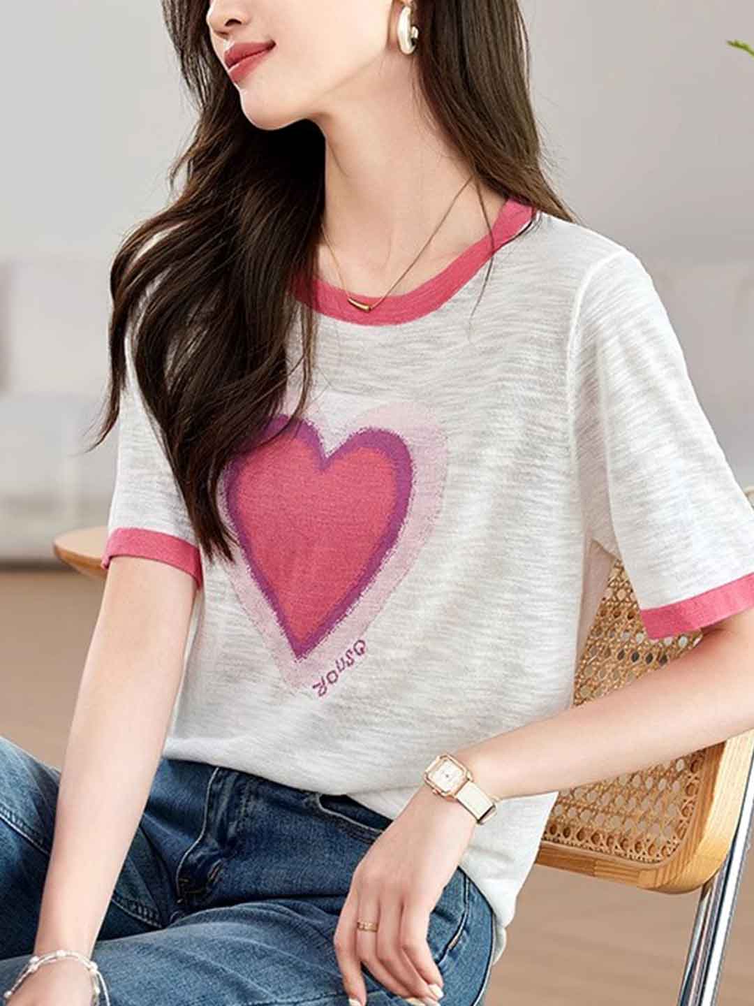 Andrea Classic Contrasted Printed Knitted Top