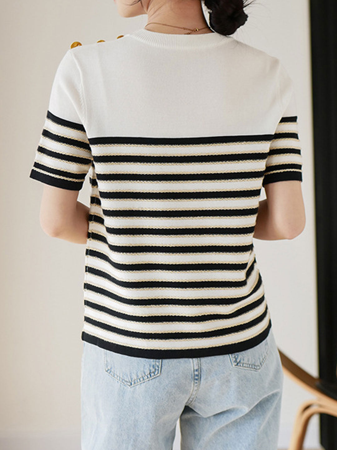 Ava Casual Loose Striped Knitted Top