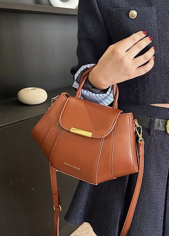 Structured Mocha Mini Bag – Gold Hardware Crossbody