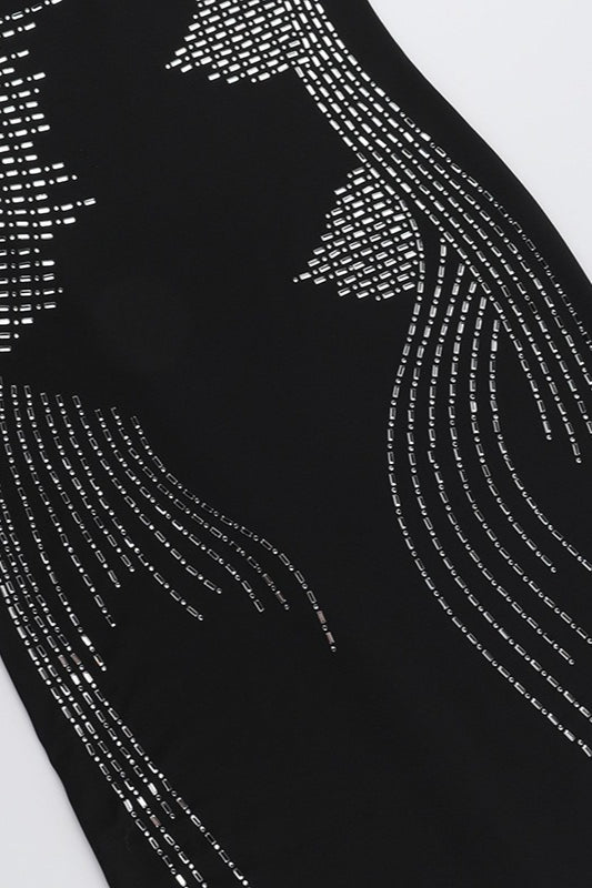 Angel Wings Rhinestone Strapless Bodycon Maxi Dress