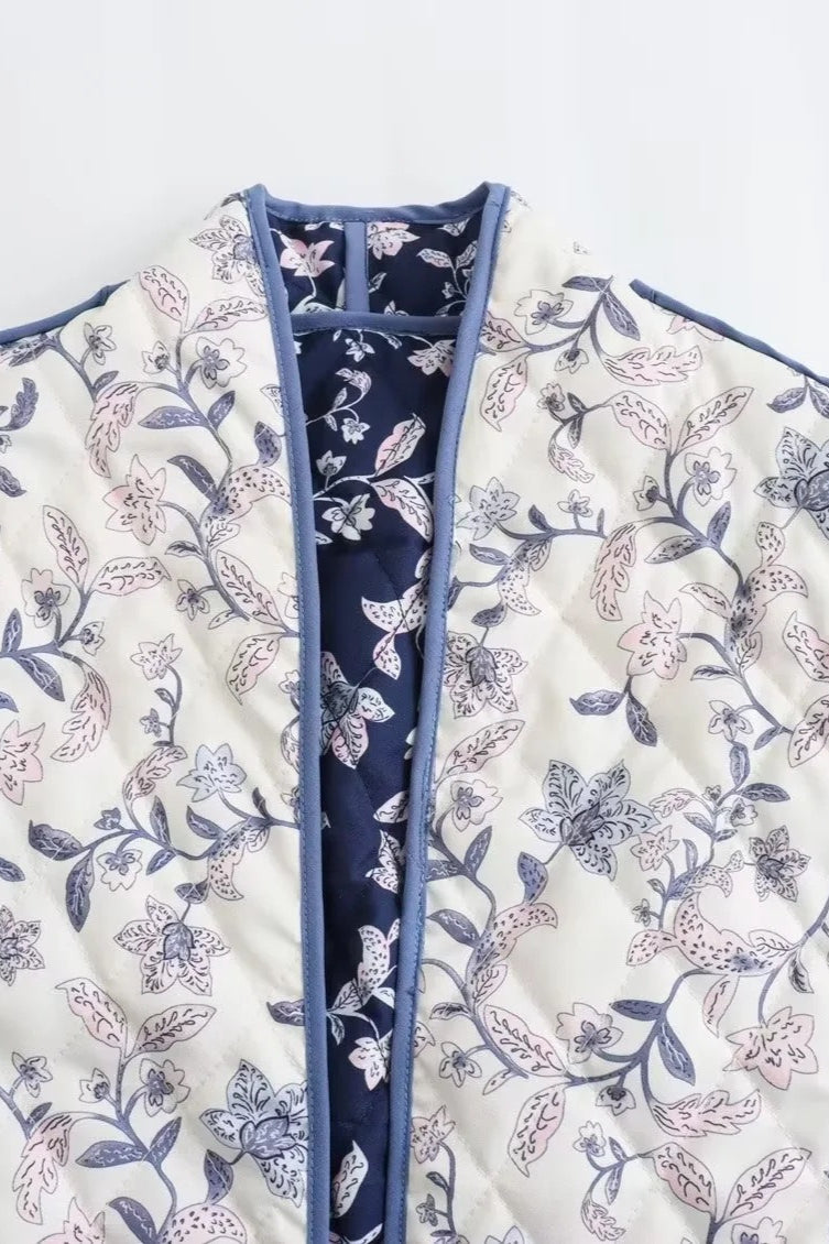 Floral Reversible Thick Padded Coat