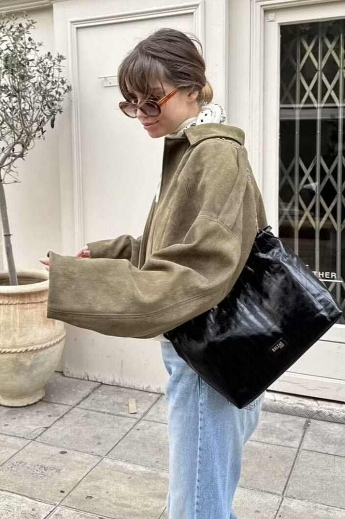 Sueded Texture Bomber Jacket