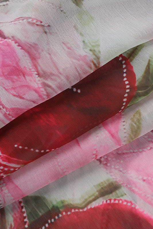 Sheer Floral Print Slit Vacation Maxi Dress