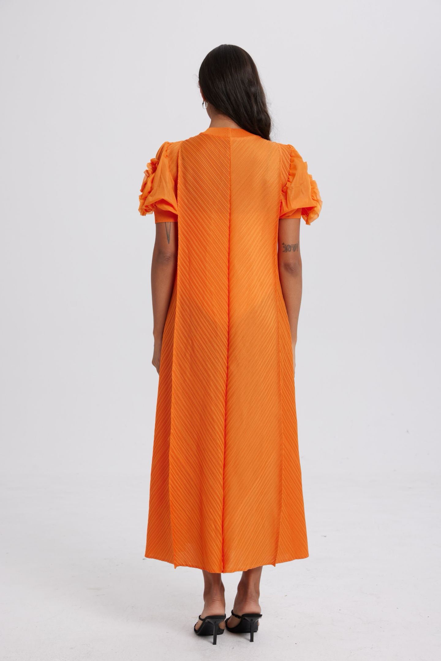 Jessica Floral Applique Textured Midi Dress