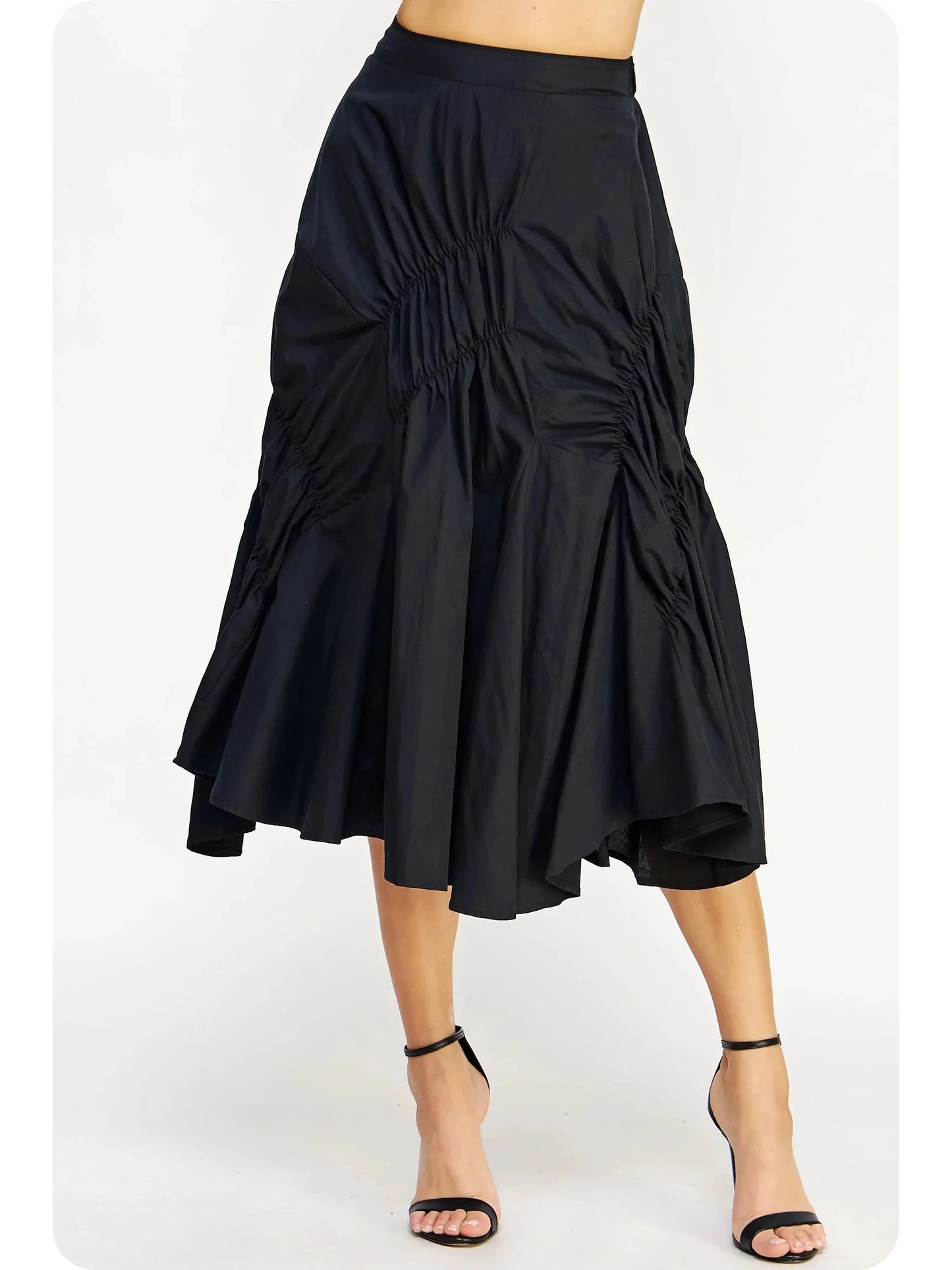 A Line Pleated Ruffle Ruched Skirt