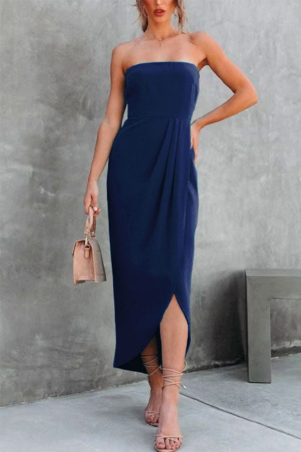 Sleeveless Off Shoulder Slit Irregular Party Dress