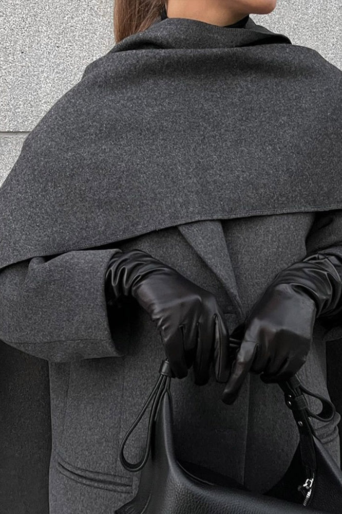 Scarf Collar Extra-Long Woolen Overcoat