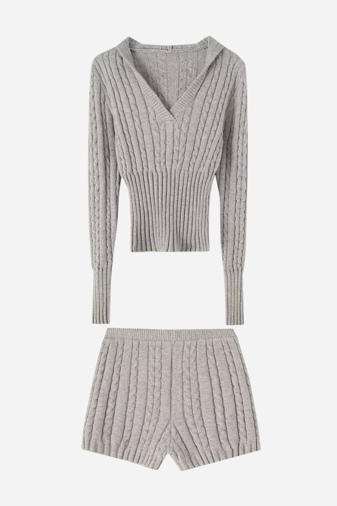 Erica Knit Hoodie & Short Pants Set